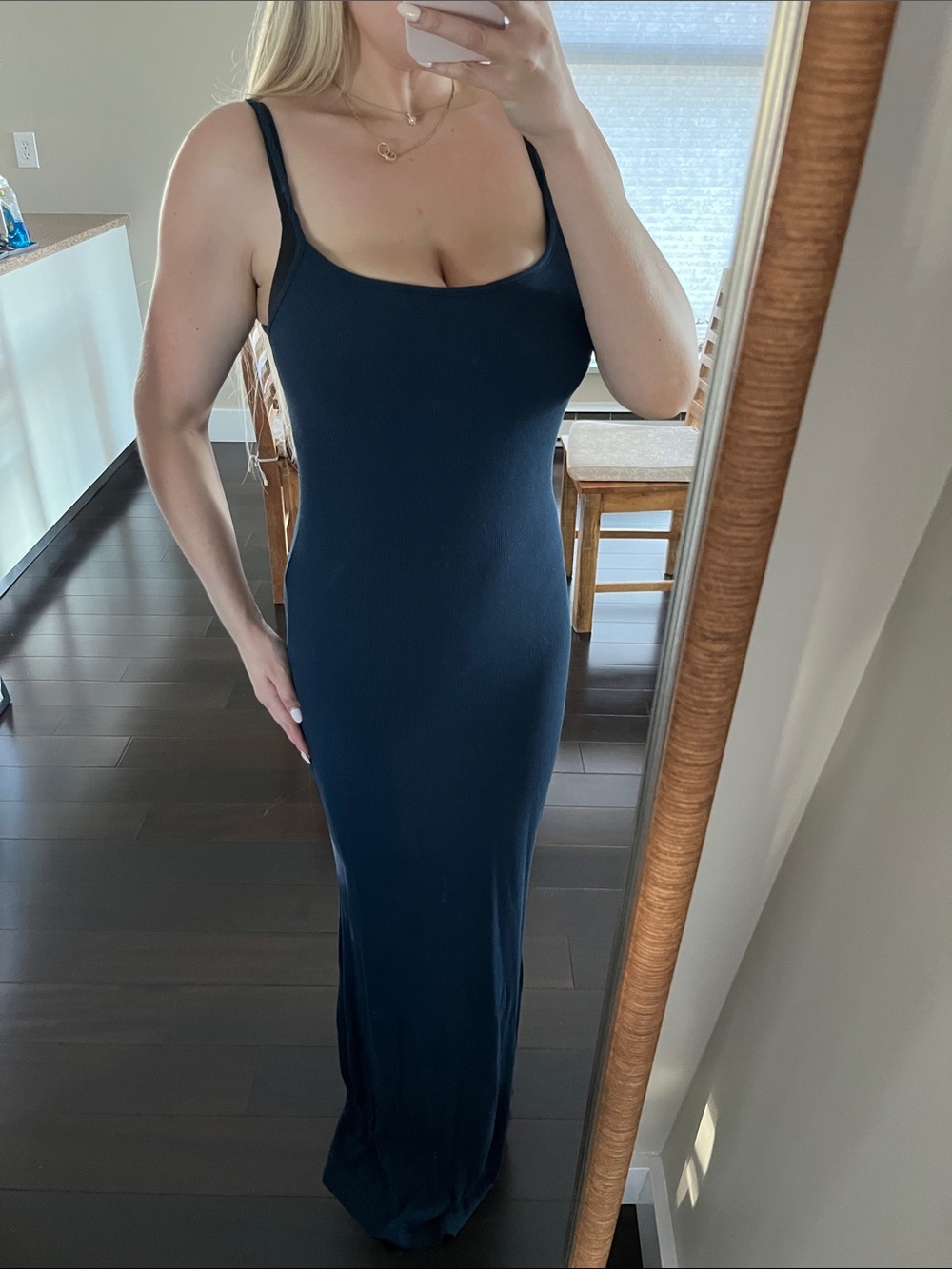 Skims Sleek Dark Blue Scoop-Neck Maxi Dress
